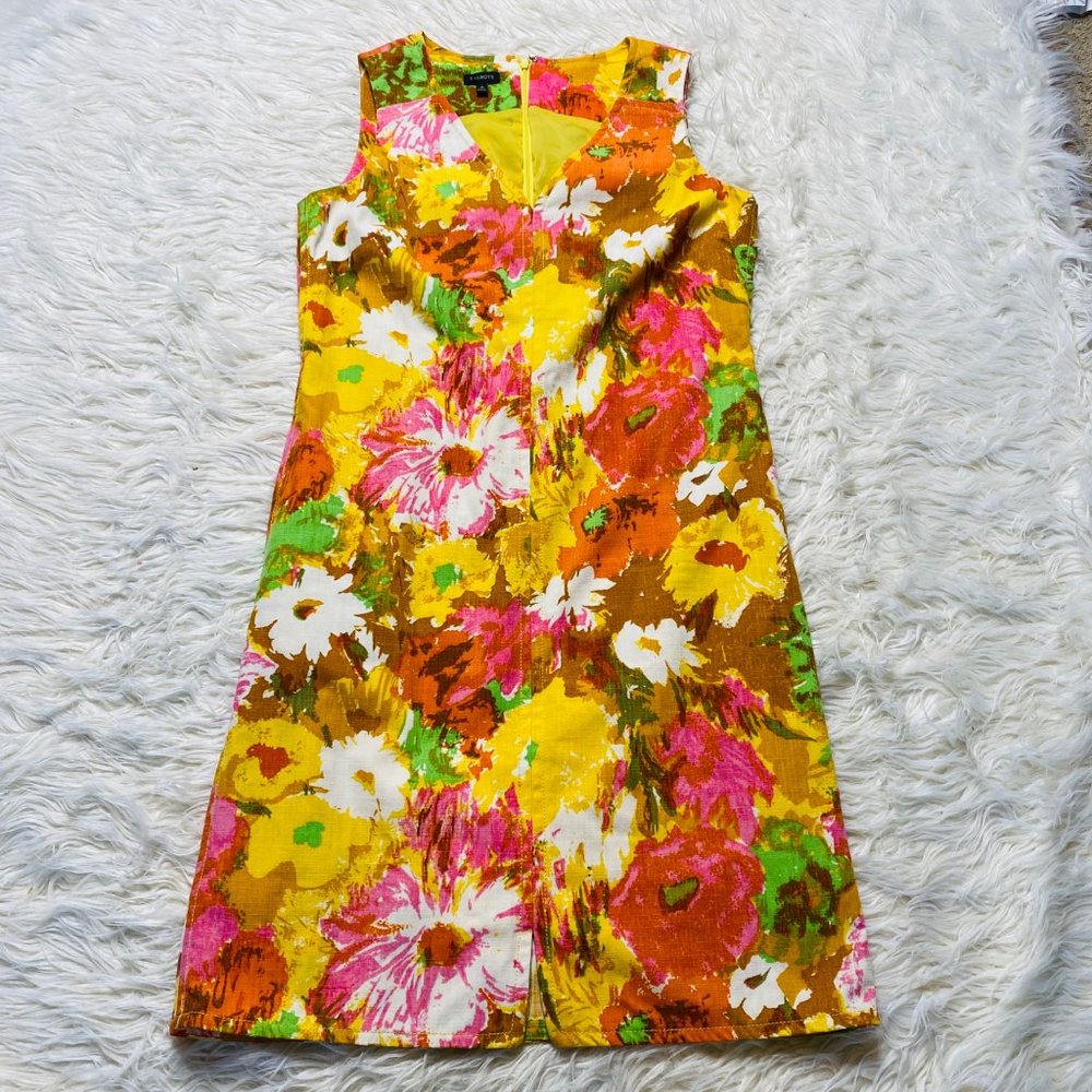 Talbots Peyton Painterly Sleeveless V Neck Floral Print Sheath‎ Dress Size 10